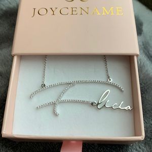 New Sterling Silver  Diamond Nameplate Necklace Felicia